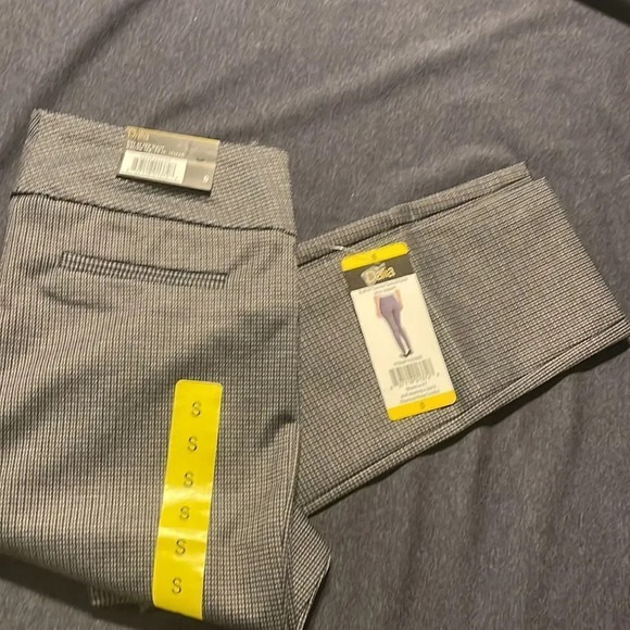 Dalia Ladies' Ponte Pant Small Checkered Plaid Charcoal Gray Blue Black - Picture 6 of 8